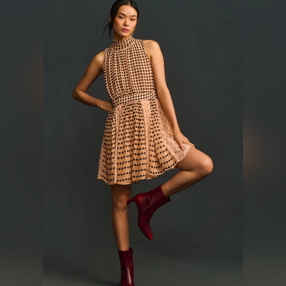 Chic Polka Dot Dress in Cream and Black